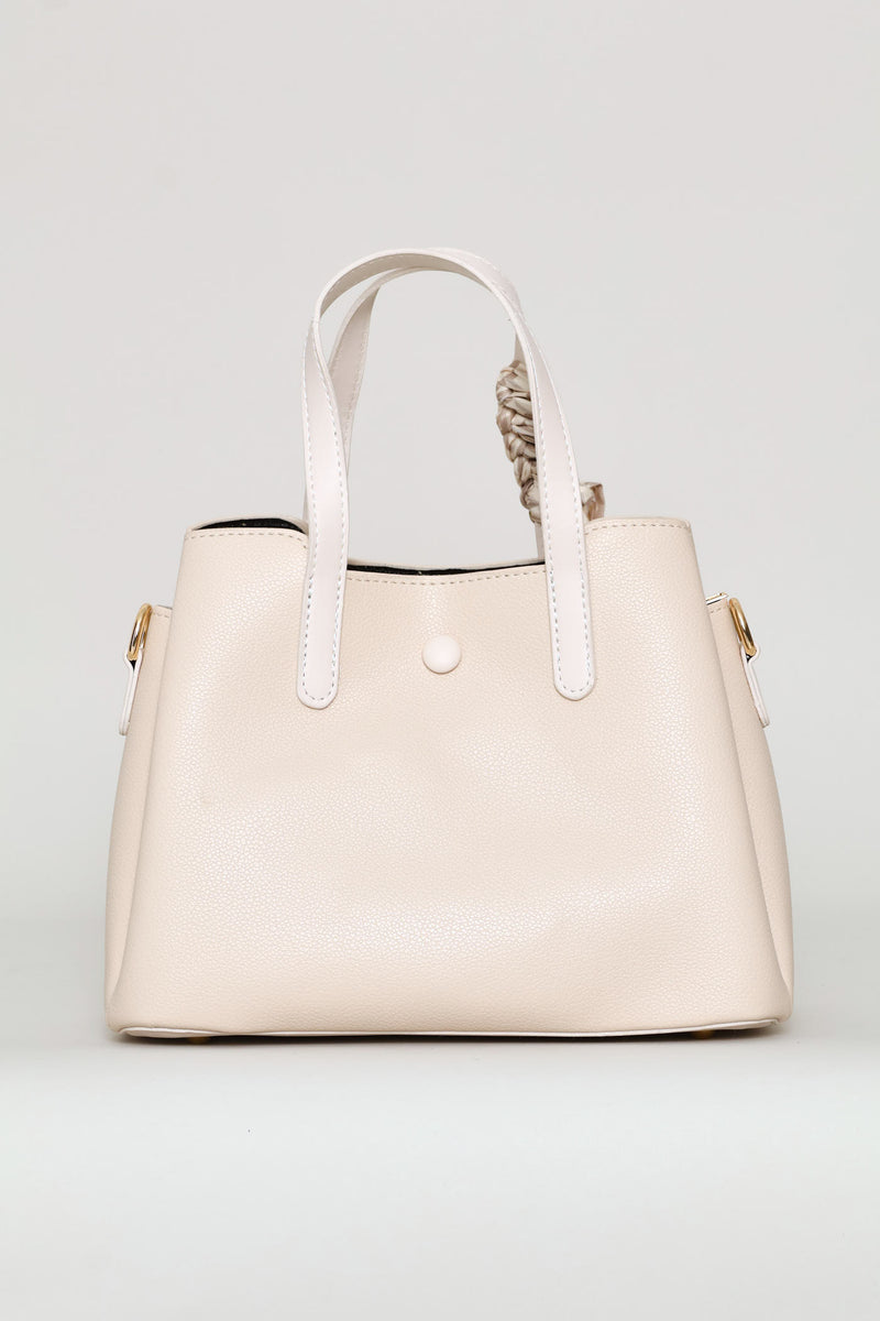 Ribbon Handle Crossbody Bag - Cream