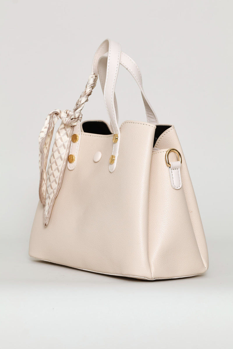 Ribbon Handle Crossbody Bag - Cream