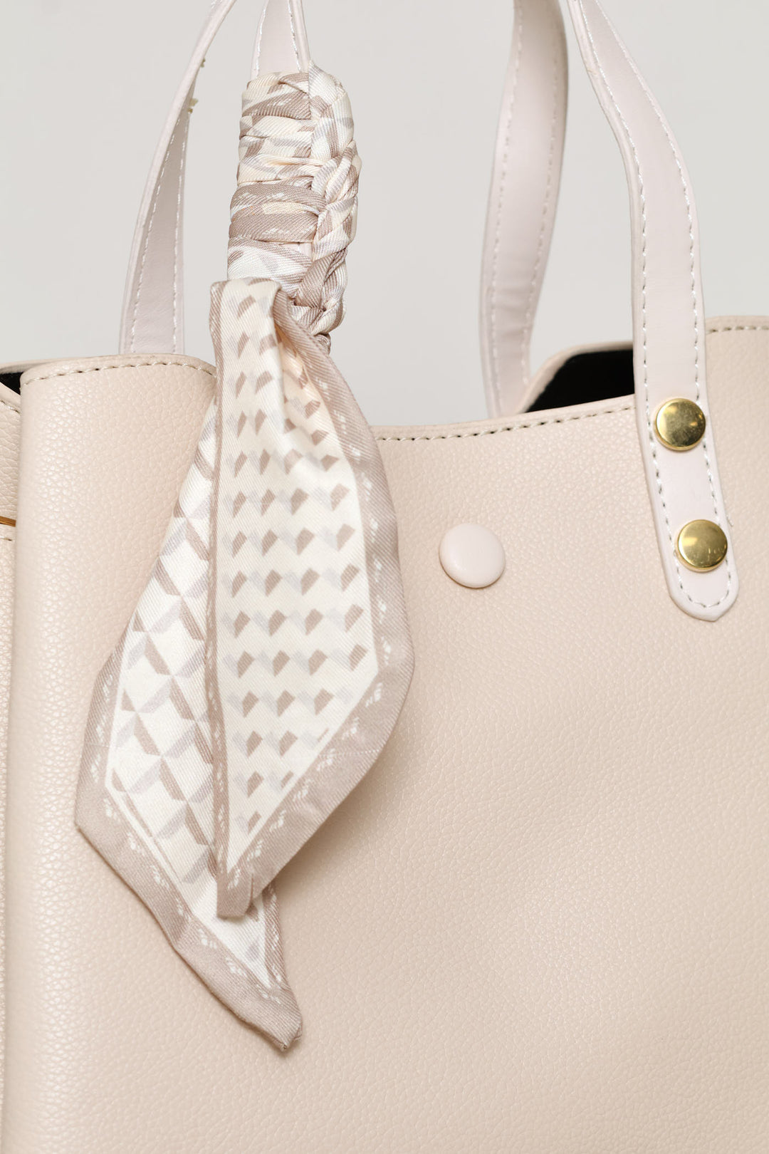 Ribbon Handle Crossbody Bag - Cream