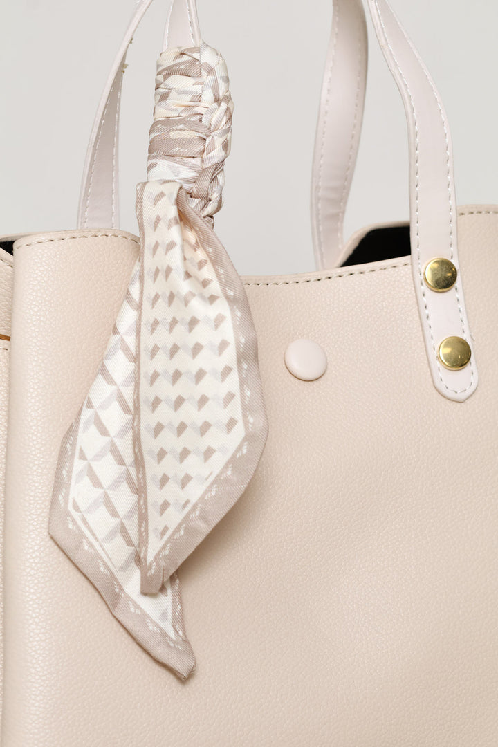 Ribbon Handle Crossbody Bag - Cream