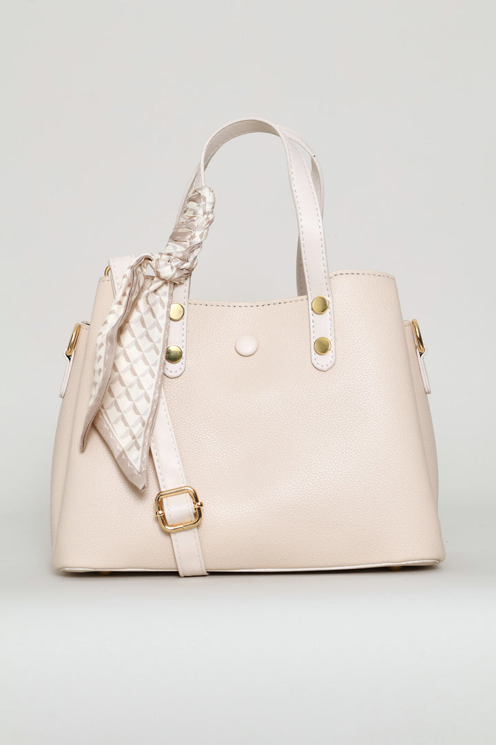 Ribbon Handle Crossbody Bag - Cream