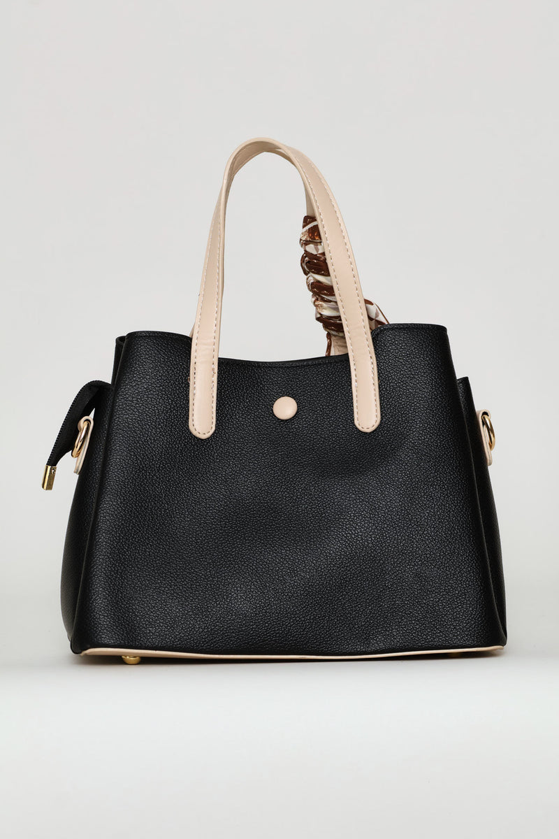 Ribbon Handle Crossbody Bag - Black