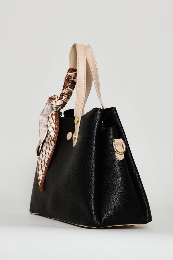 Ribbon Handle Crossbody Bag - Black