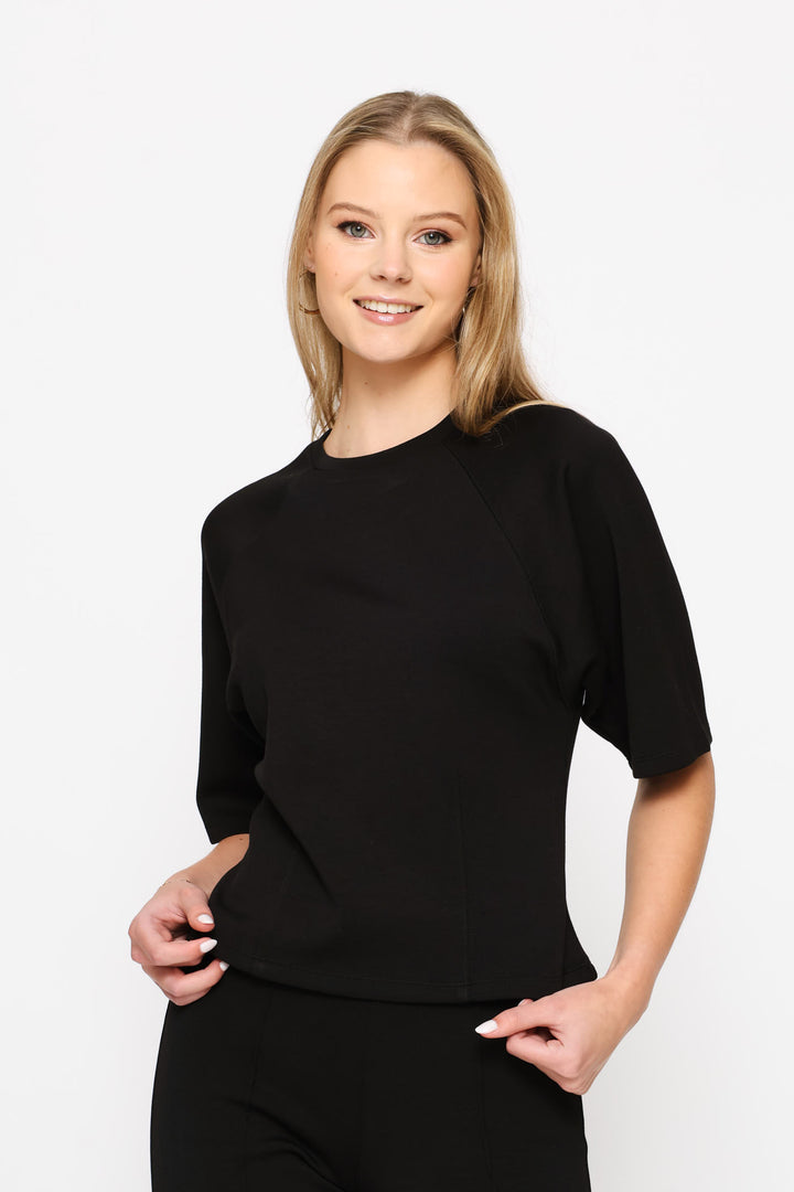 Soft Touch Raglan Dart Tee - Black