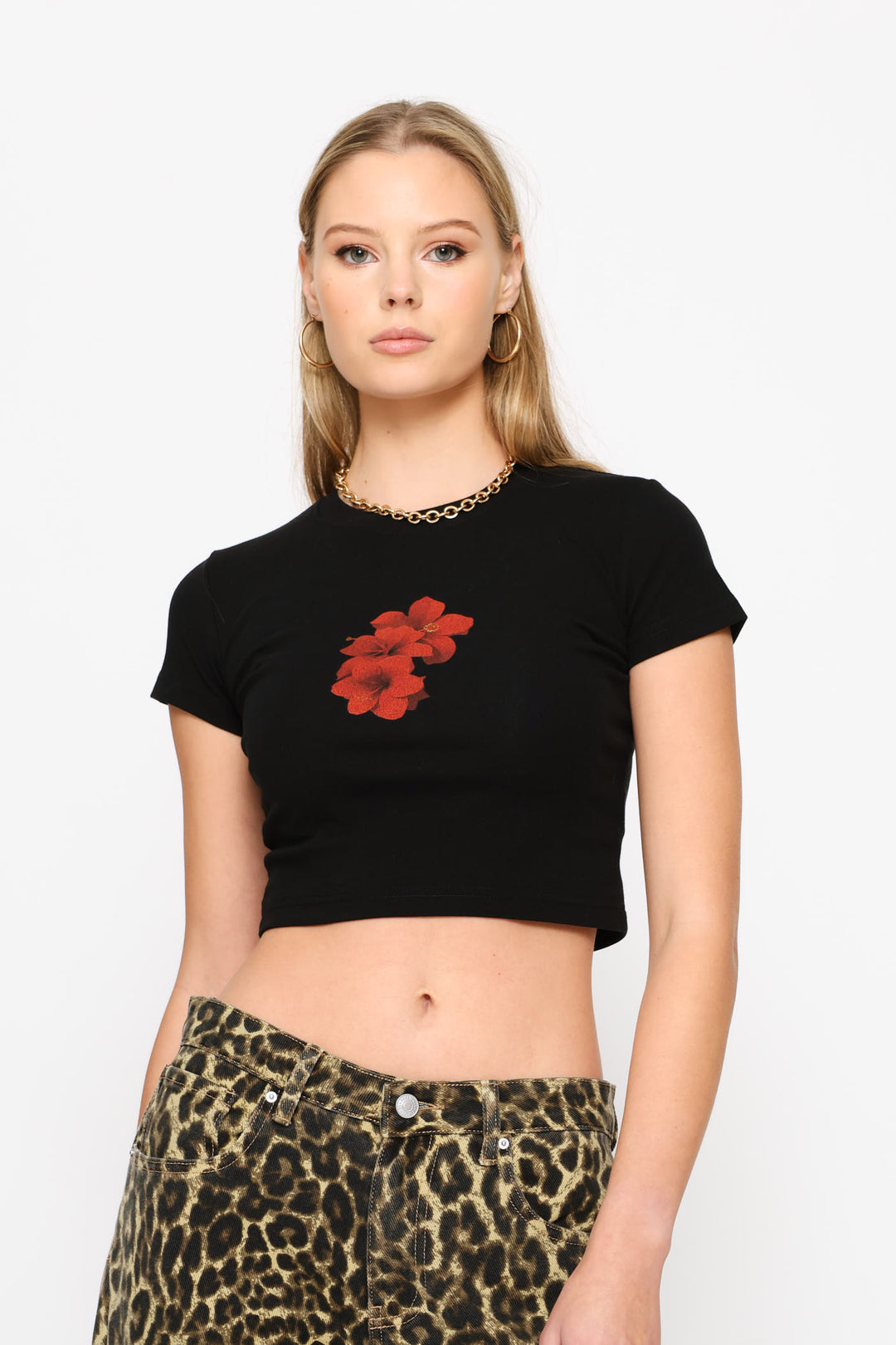 Graphic Crop T-Shirt - Black