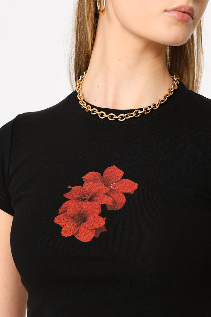 Graphic Crop T-Shirt - Black