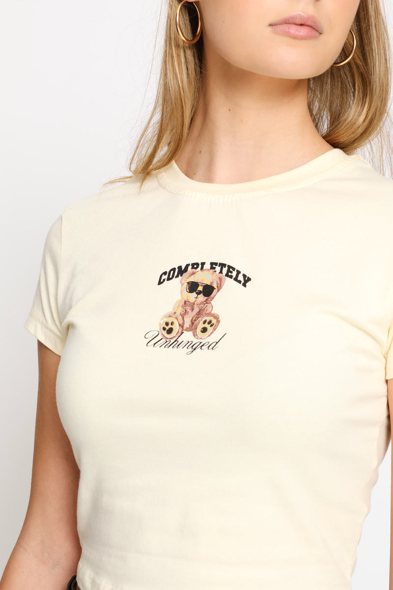 Unhinged Teddy Baby Tee - Yellow