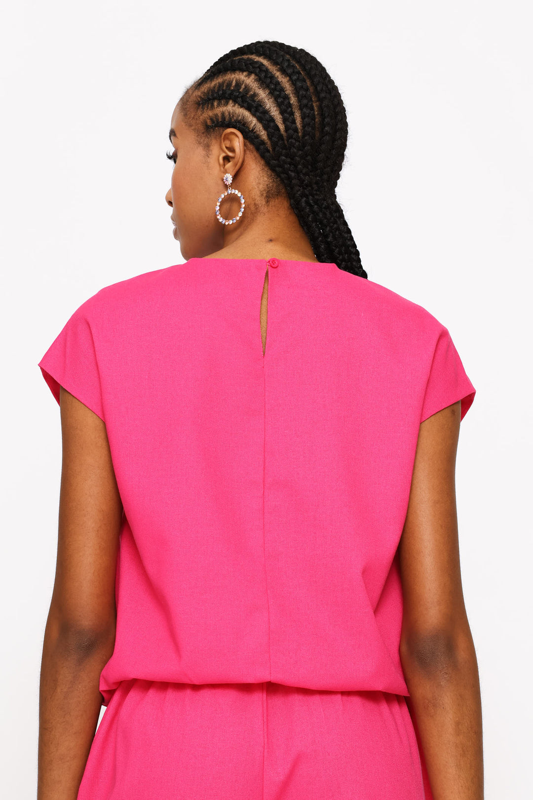 Bubble Hem Blouse - Bright Pink