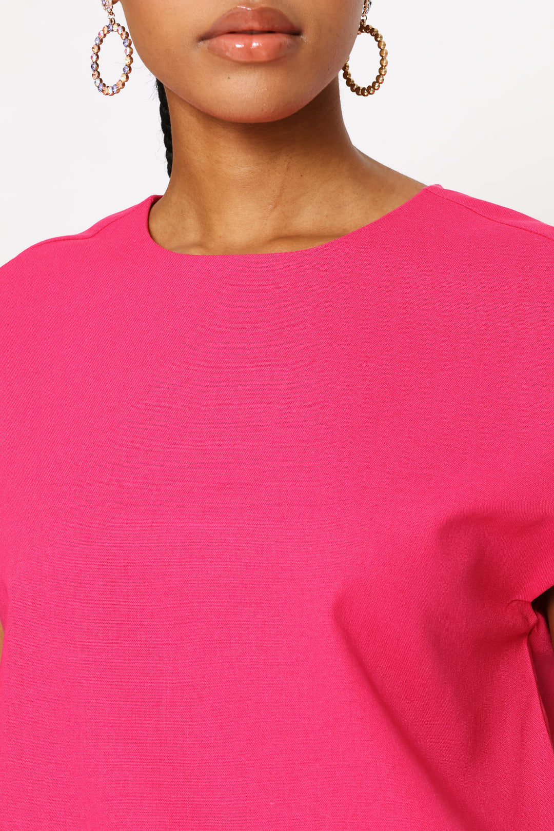 Bubble Hem Blouse - Bright Pink