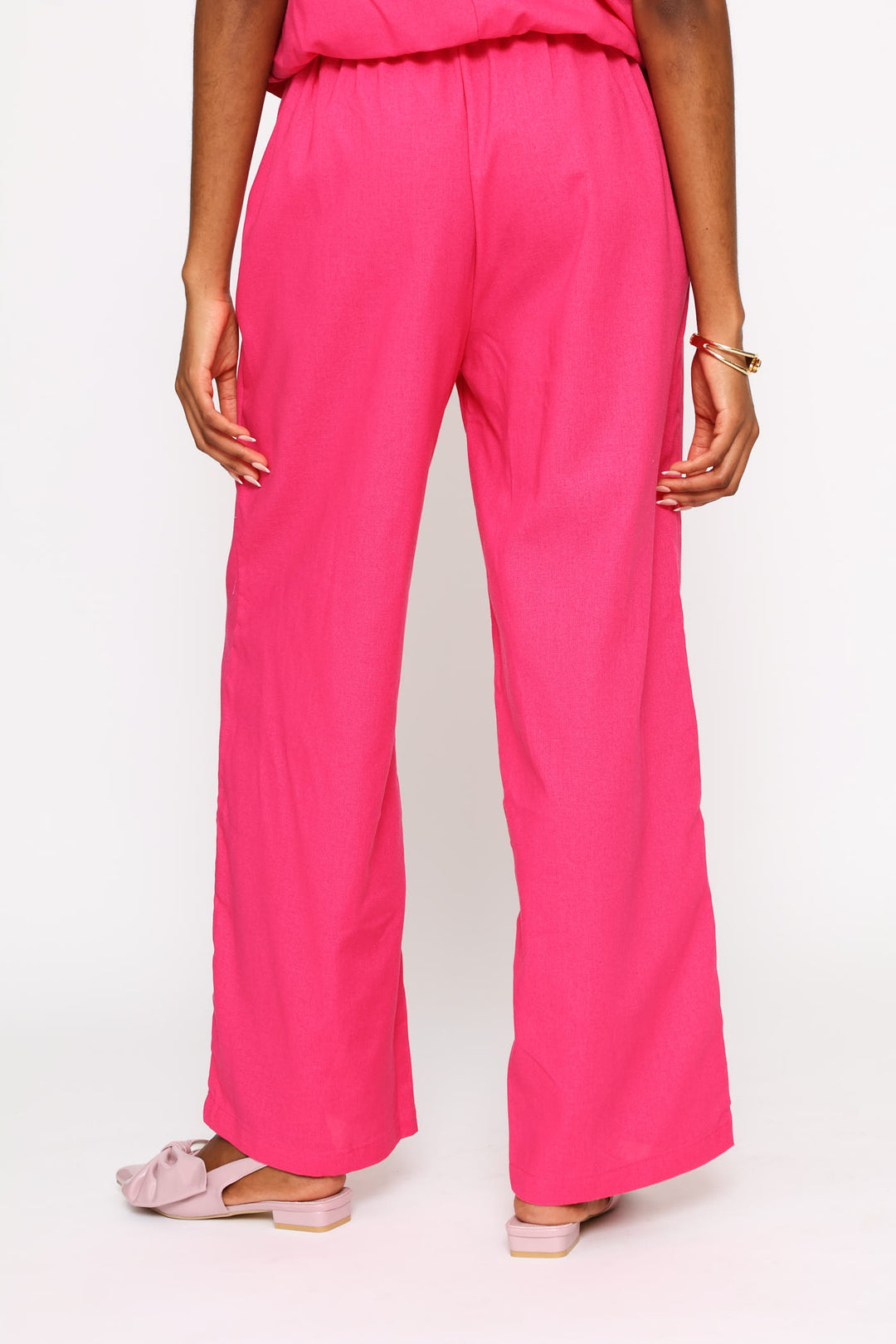 Extended Tab Tailored Wide Leg Trouser - Bright Pink