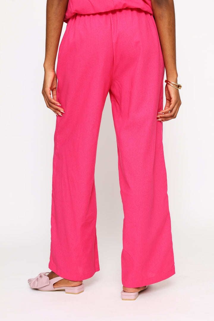Extended Tab Tailored Wide Leg Trouser - Bright Pink