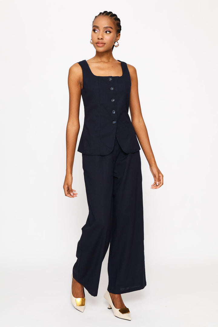 Square Neck Waistcoat - Dark Navy