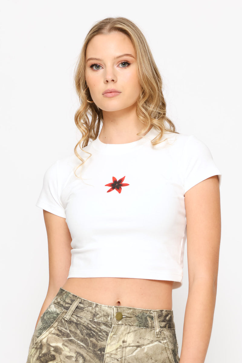 Graphic Crop T-Shirt - White