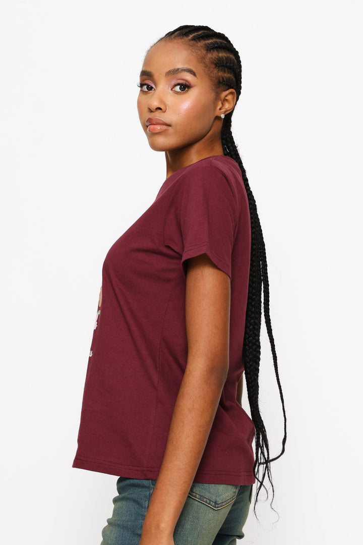 Large Blooms Tee - Plum