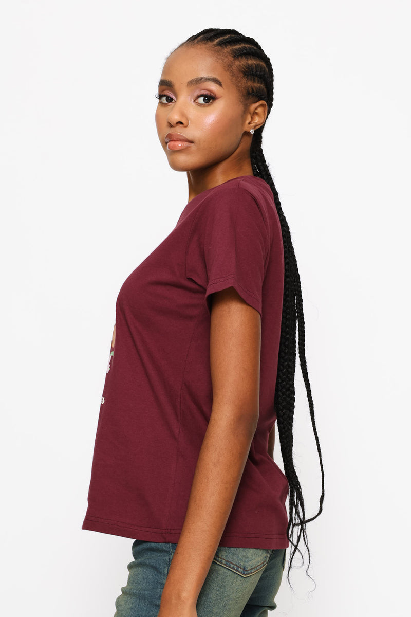 Large Blooms Tee - Plum