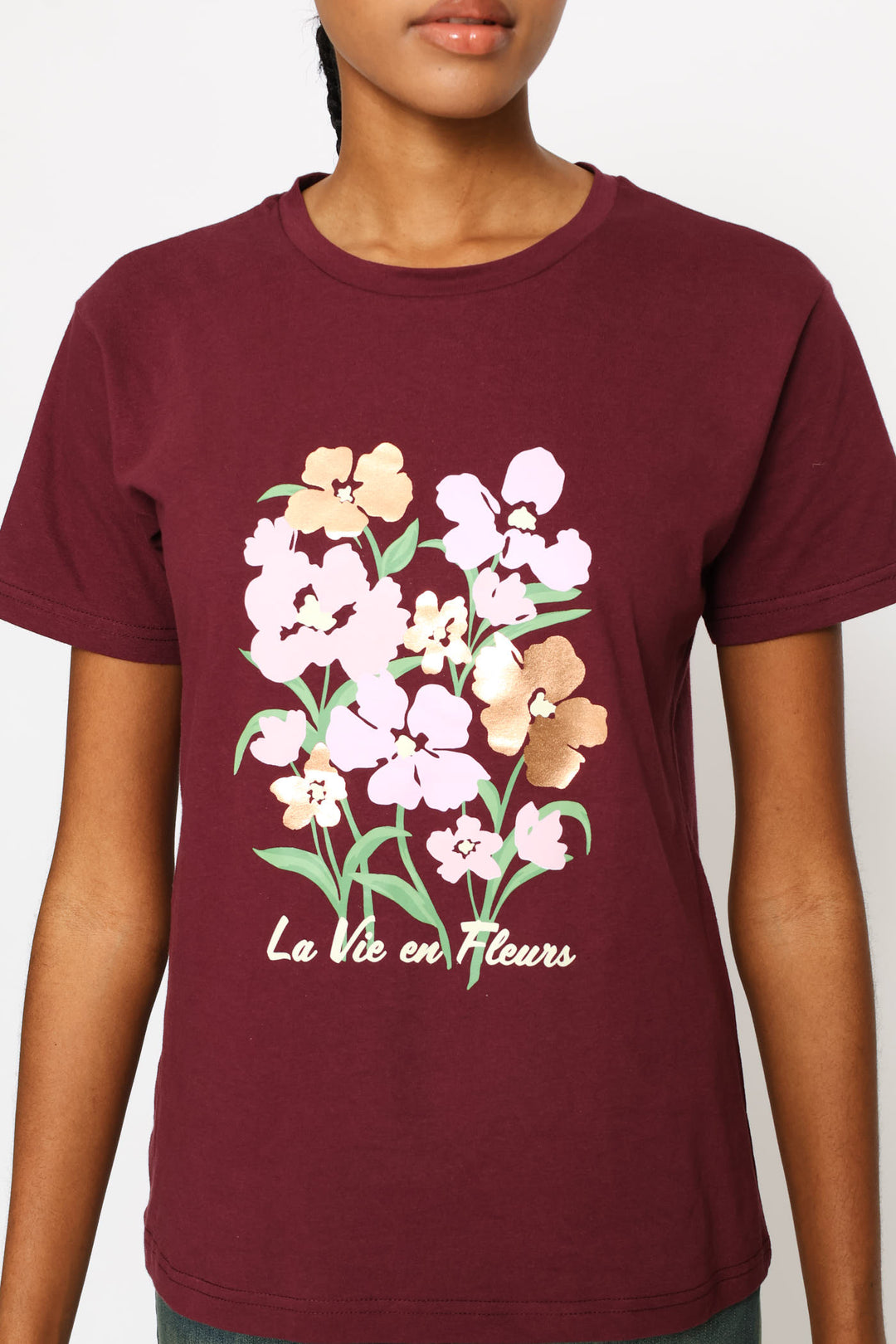 Large Blooms Tee - Plum
