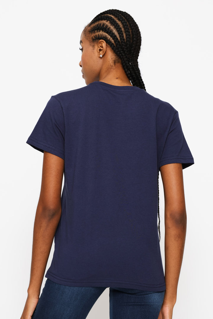 Paint Brush Bow Tee - French Navy