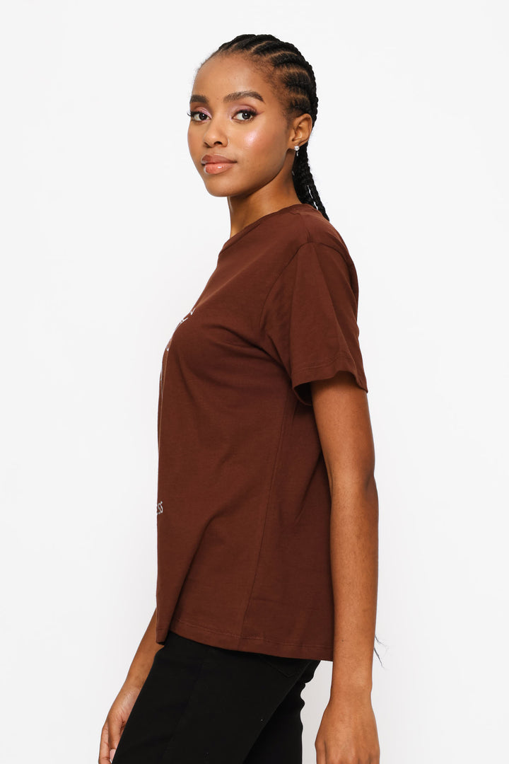 Line Face Femme & Fearless Tee - Dark Chocolate