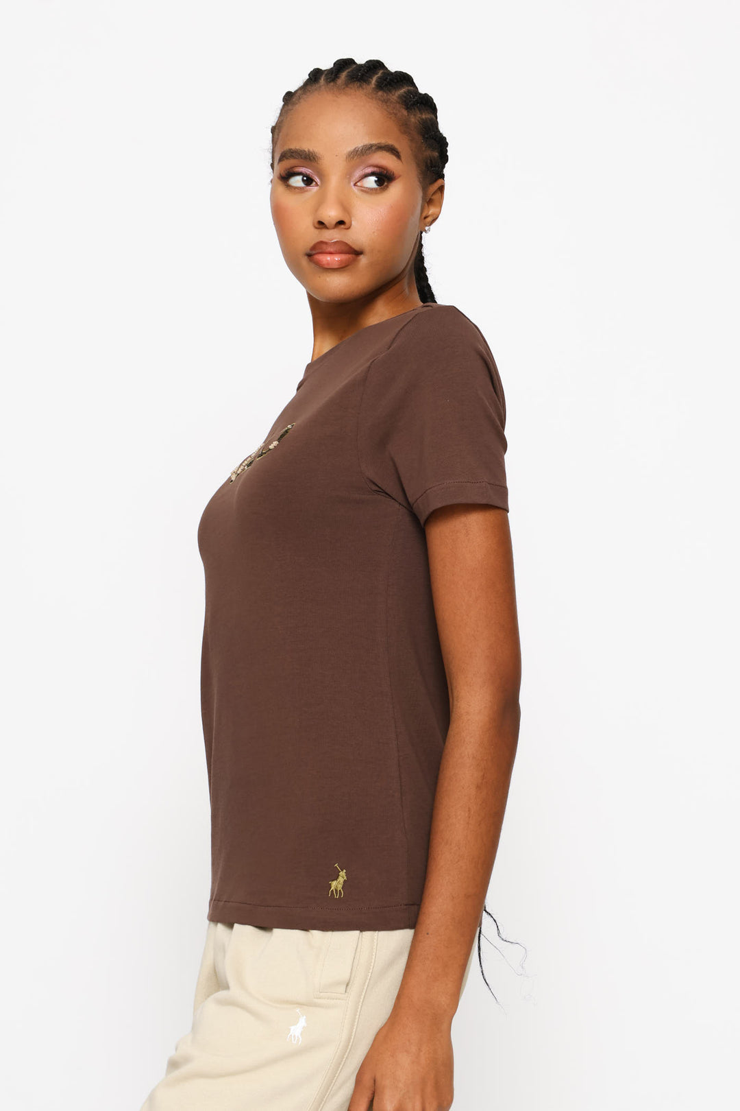 Anele Embellished T-Shirt - Chocolate