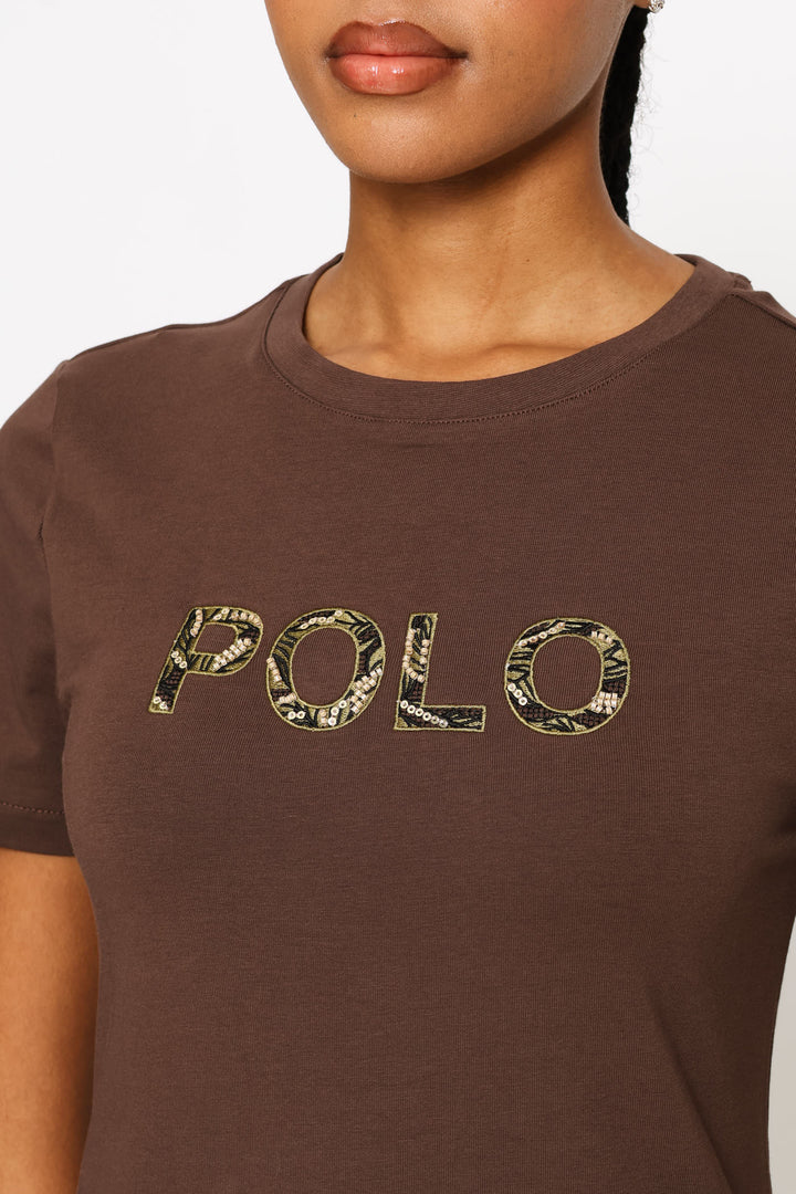Anele Embellished T-Shirt - Chocolate