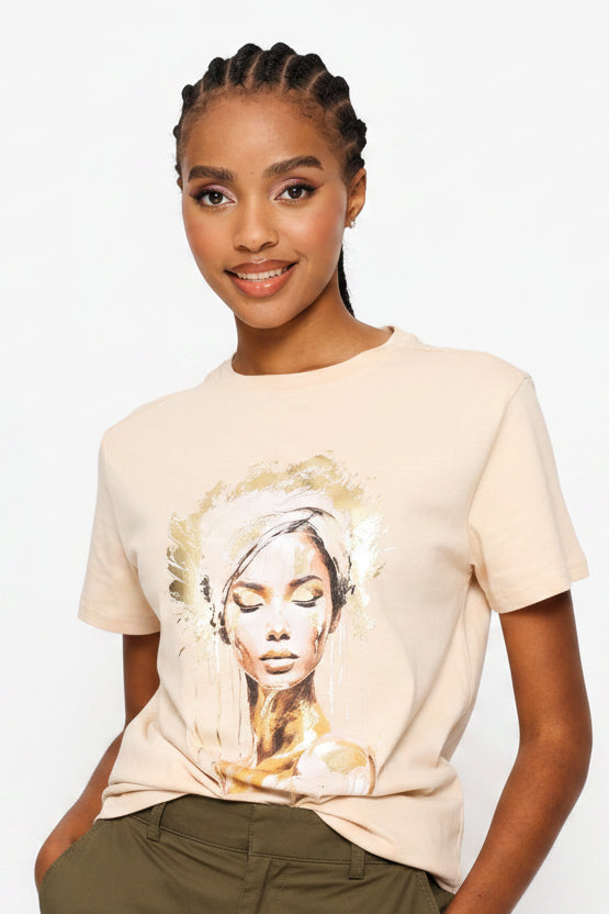She Is Golden Tee - Light Stone