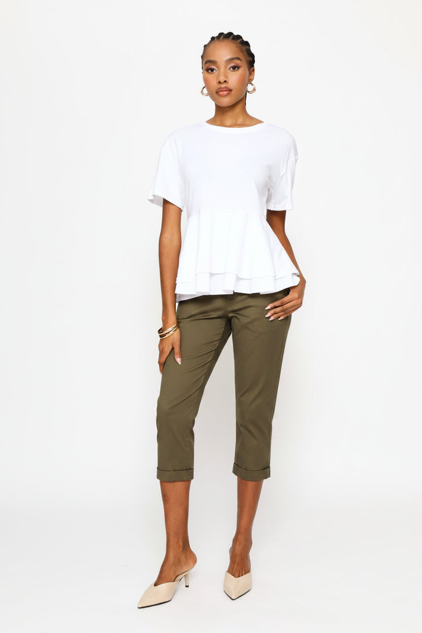 Combo Double Peplum Top - White