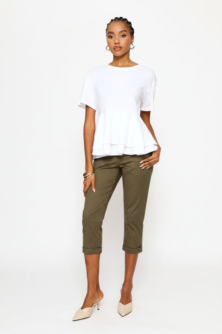 Combo Double Peplum Top - White