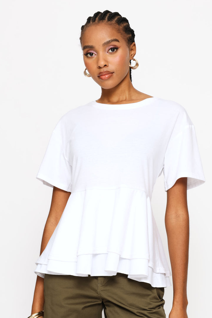 Combo Double Peplum Top - White