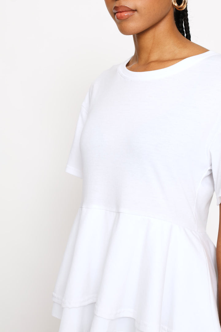 Combo Double Peplum Top - White