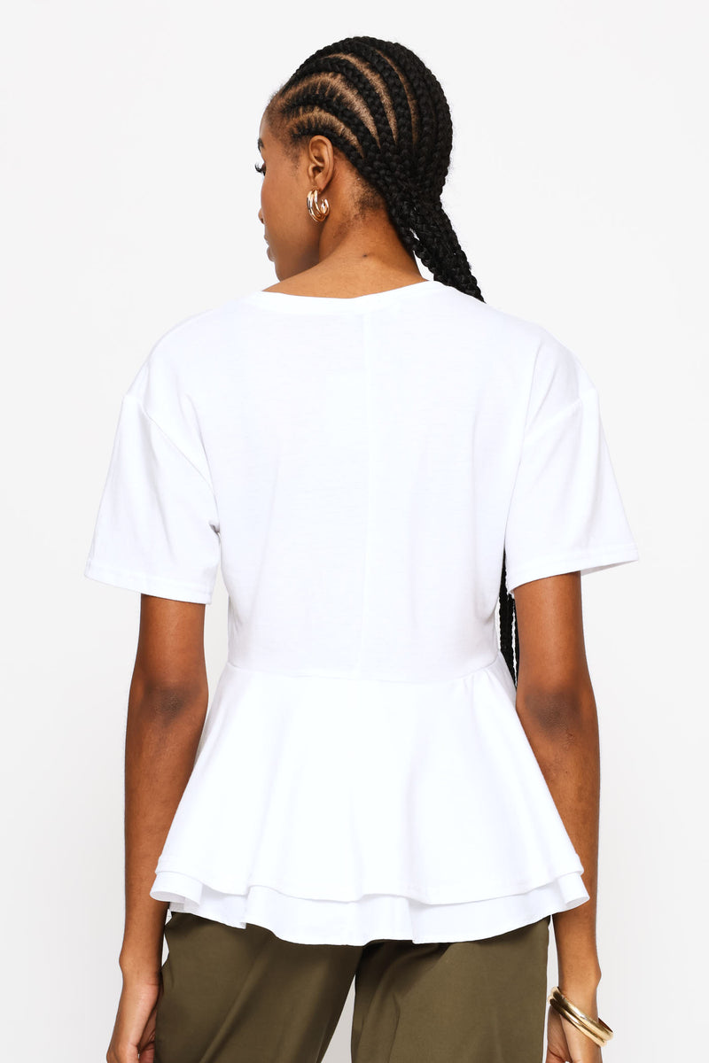 Combo Double Peplum Top - White