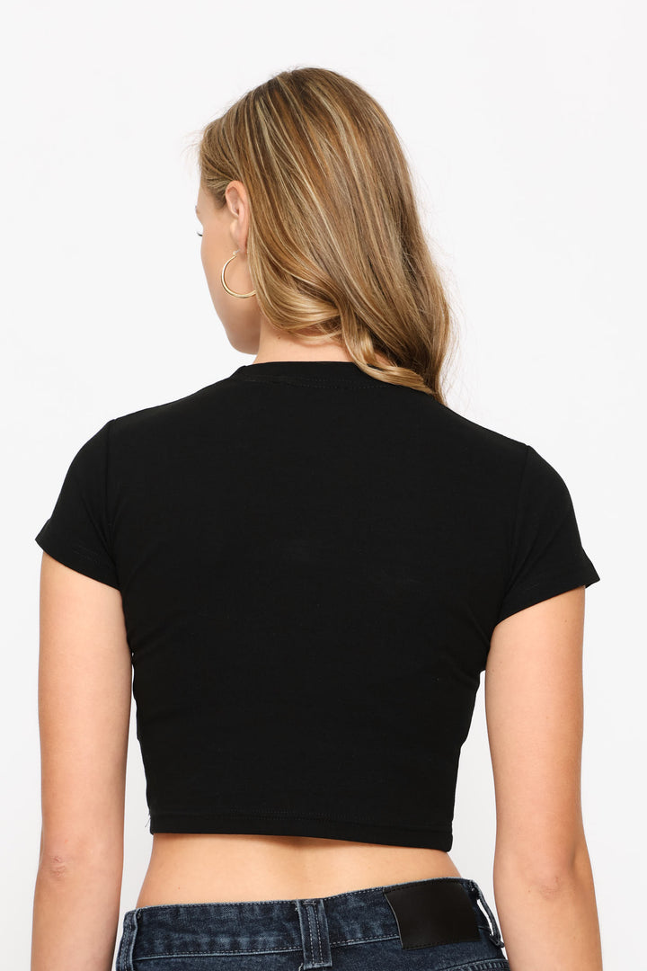 Graphic Crop T-Shirt - Black
