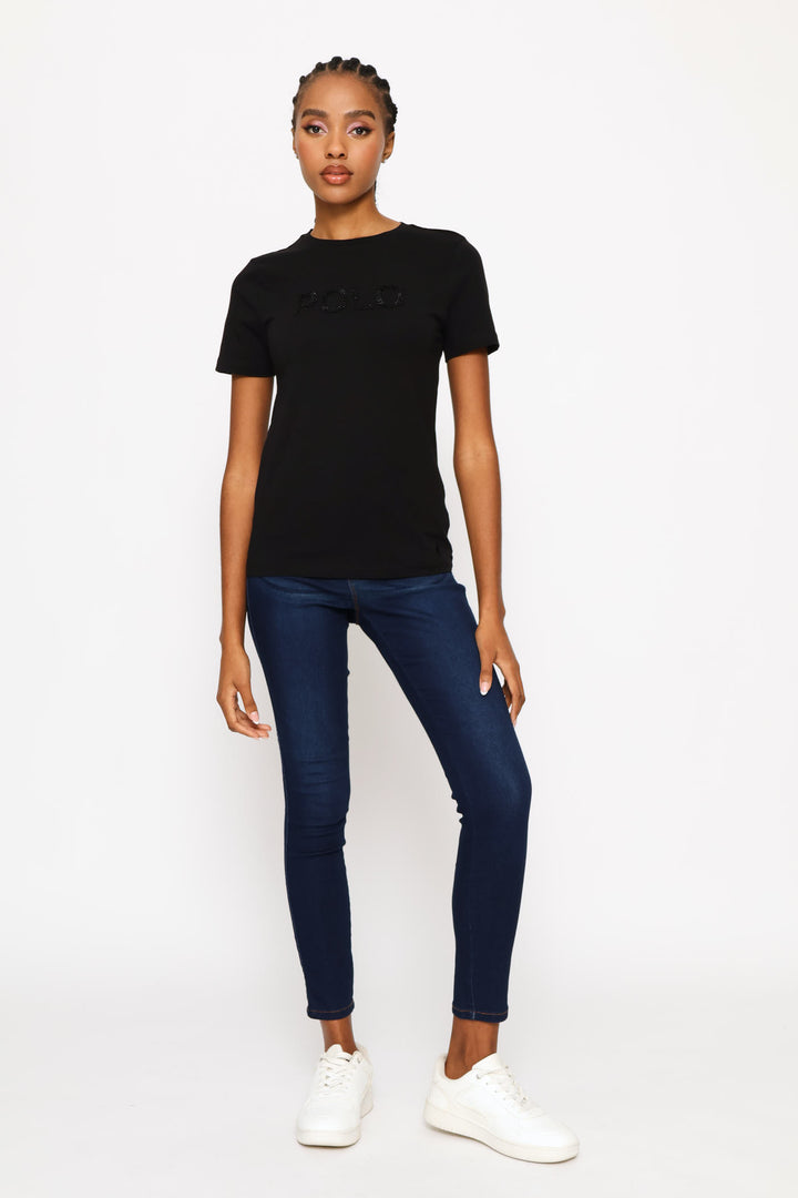 Lily Beaded T-Shirt - Black