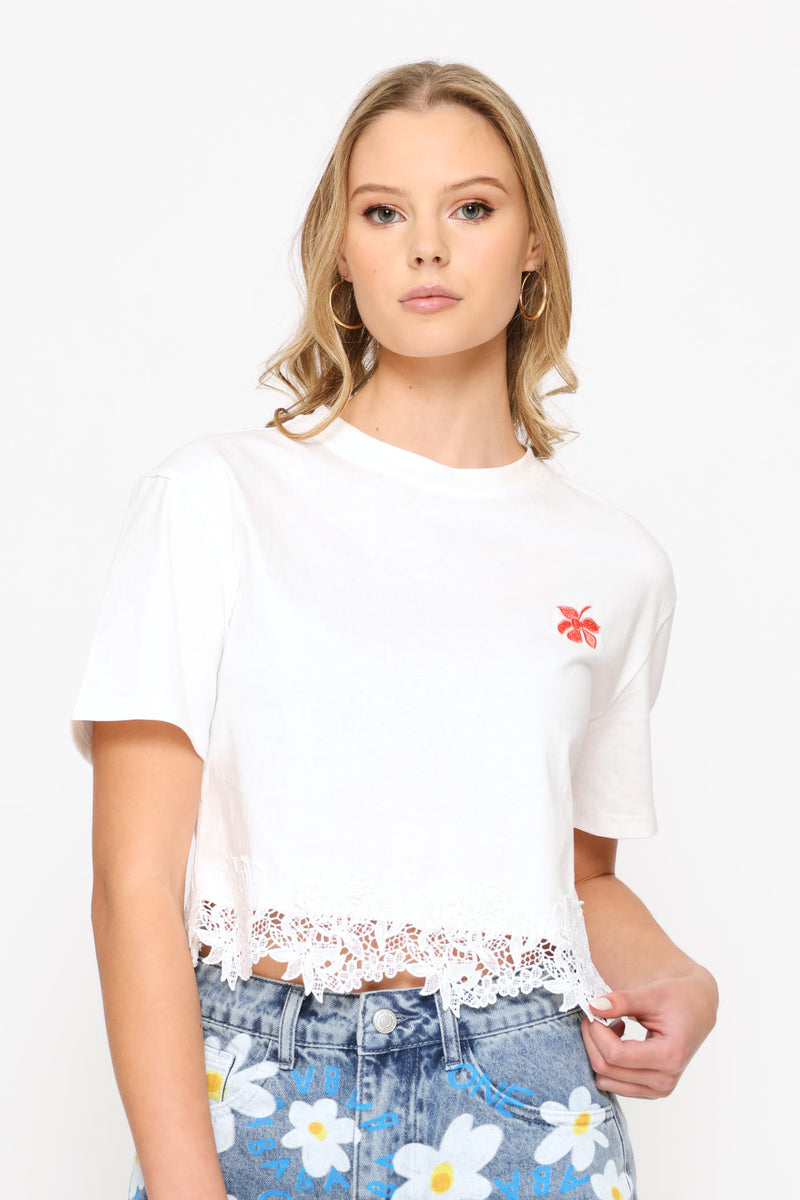 Short Sleeve Knit Top - Beige