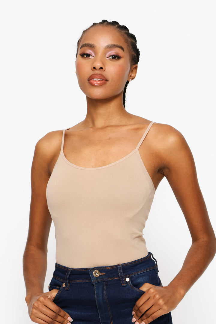 2 Pack Seamless Cami Top - Beige/White