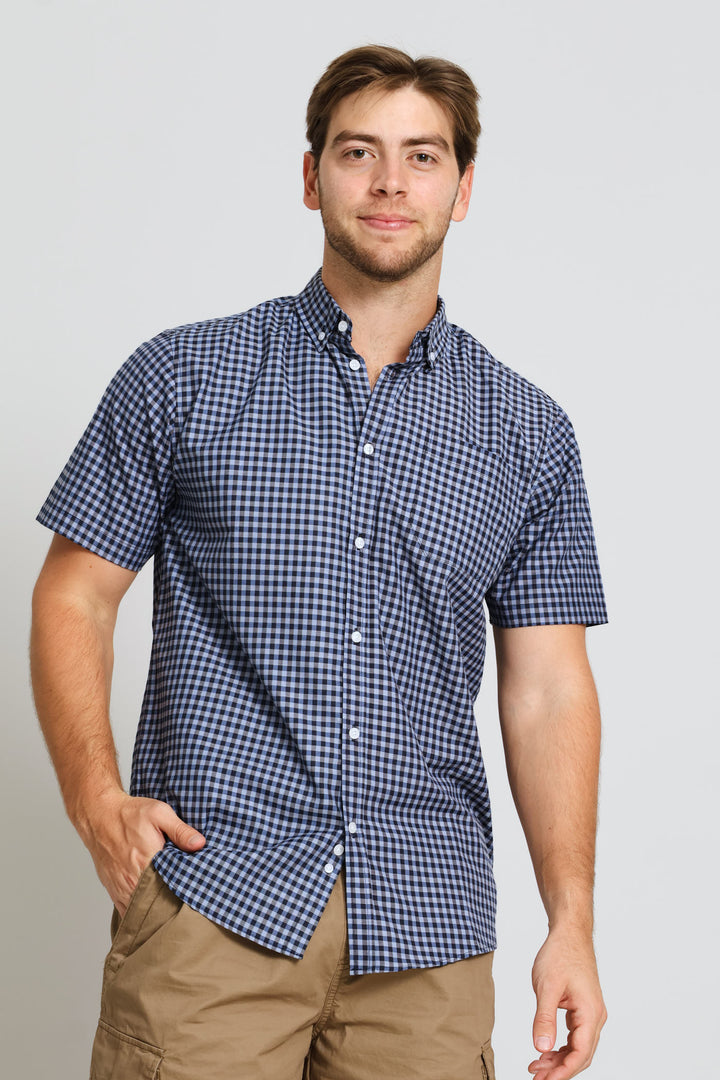 Fine Check Shirt - Navy Blue