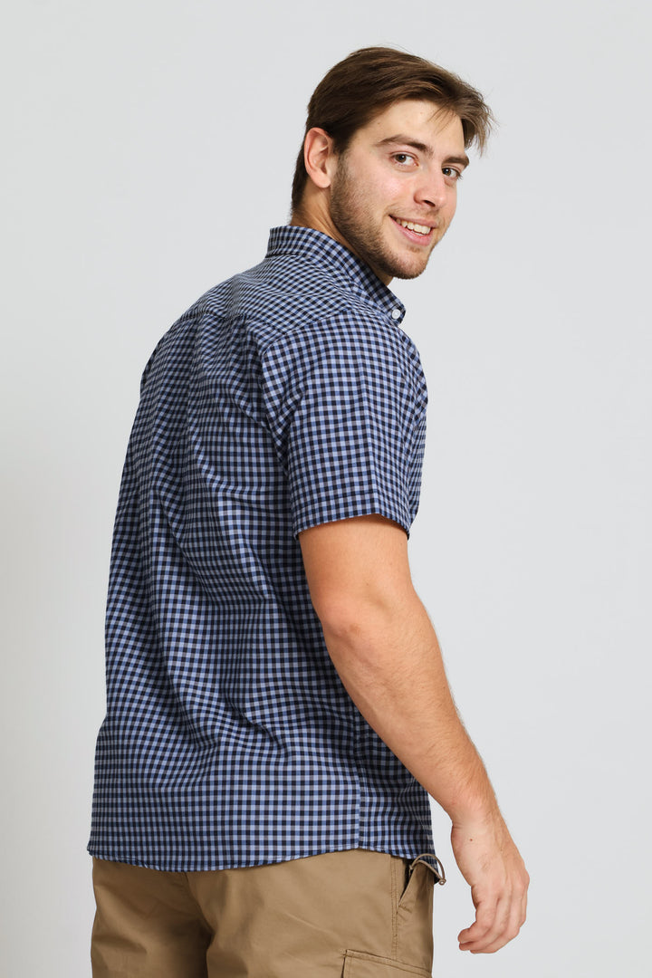 Fine Check Shirt - Navy Blue