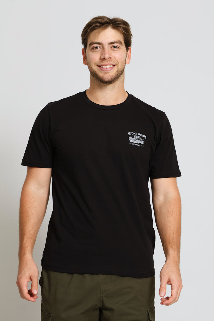 Truck Chest Print Tee - Black