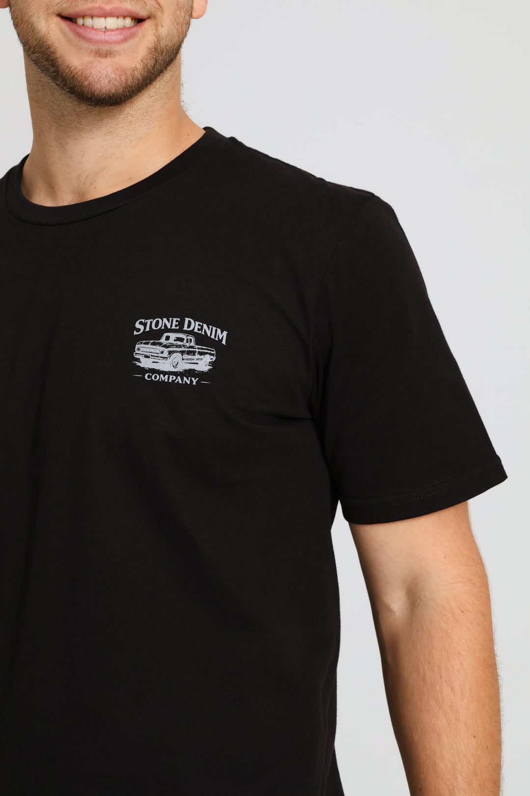 Truck Chest Print Tee - Black