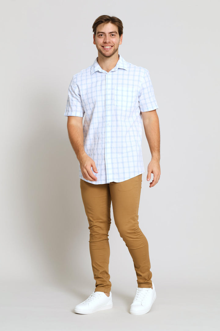 Structured Check Shirt - White/Light Blue