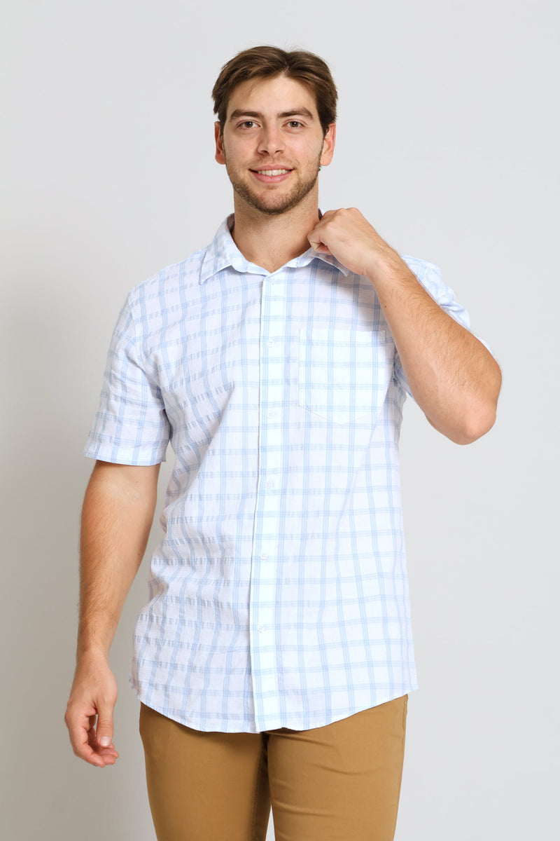 Structured Check Shirt - White/Light Blue