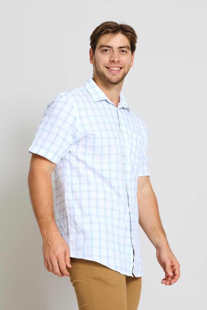 Structured Check Shirt - White/Light Blue