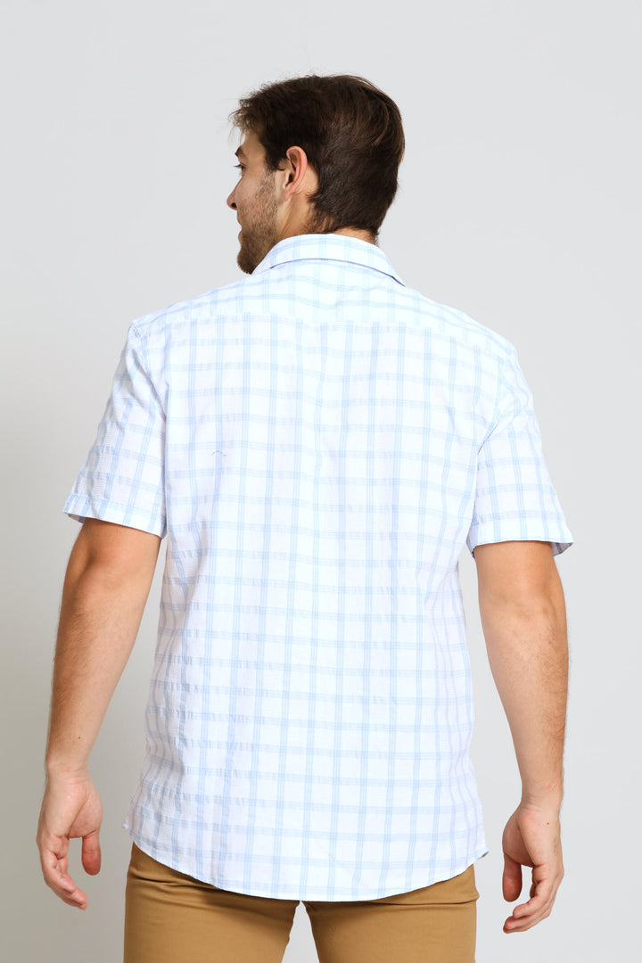 Structured Check Shirt - White/Light Blue