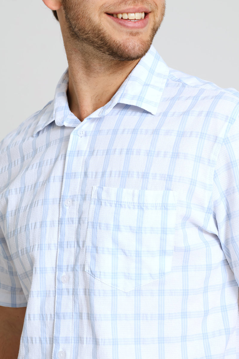 Structured Check Shirt - White/Light Blue