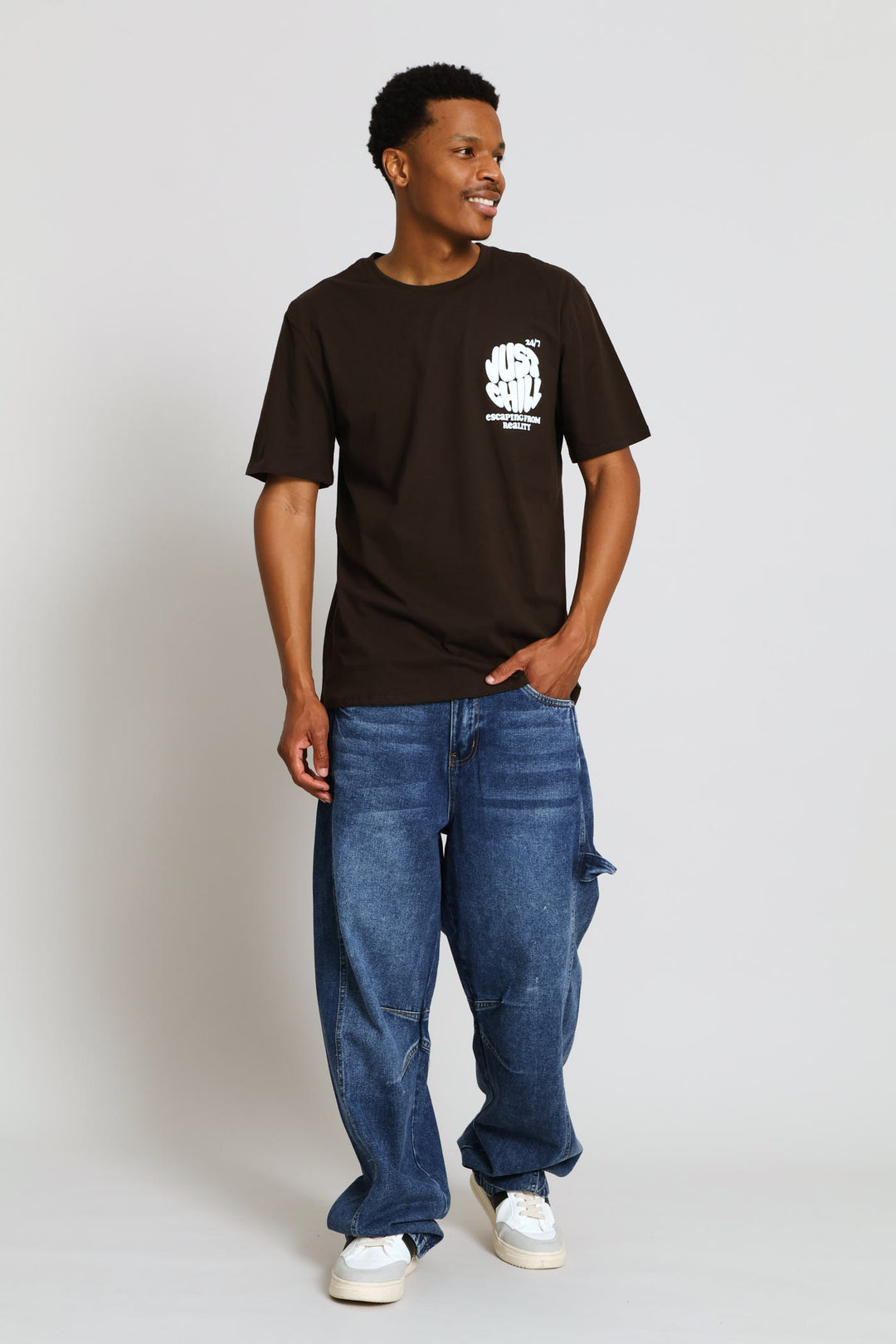 Just Chill Print Tee - Chocolate