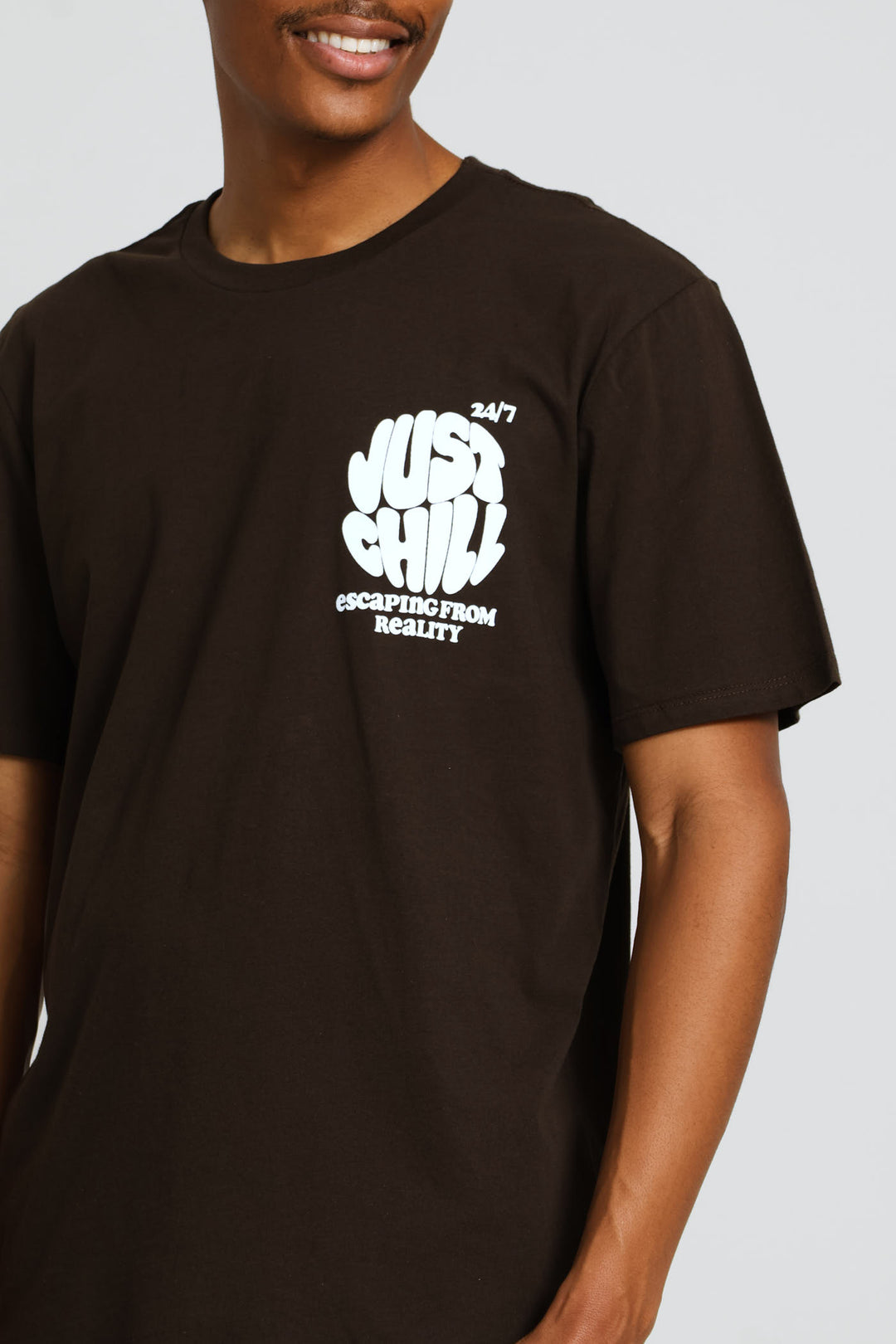 Just Chill Print Tee - Chocolate