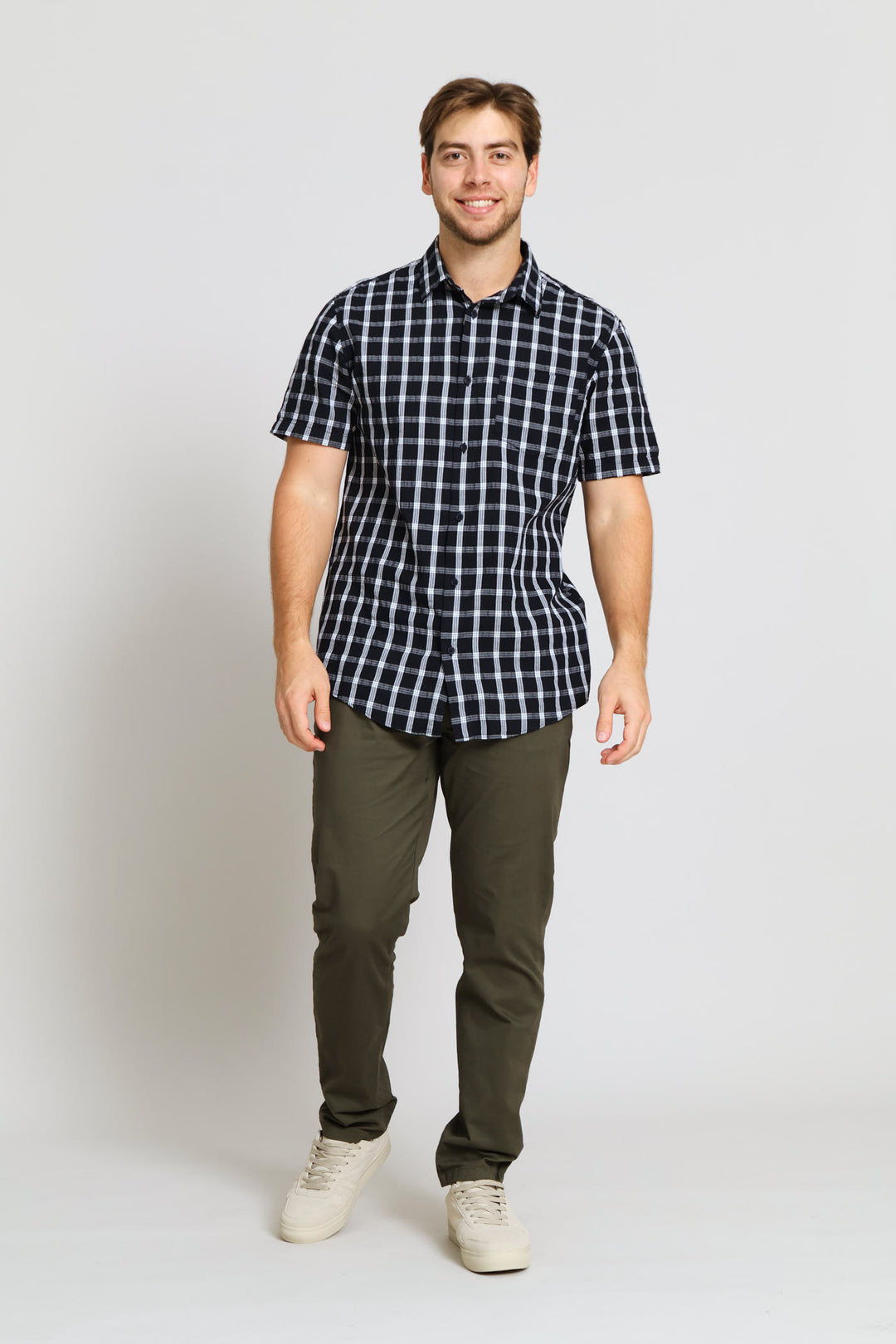 Structured Check Shirt - Navy/White