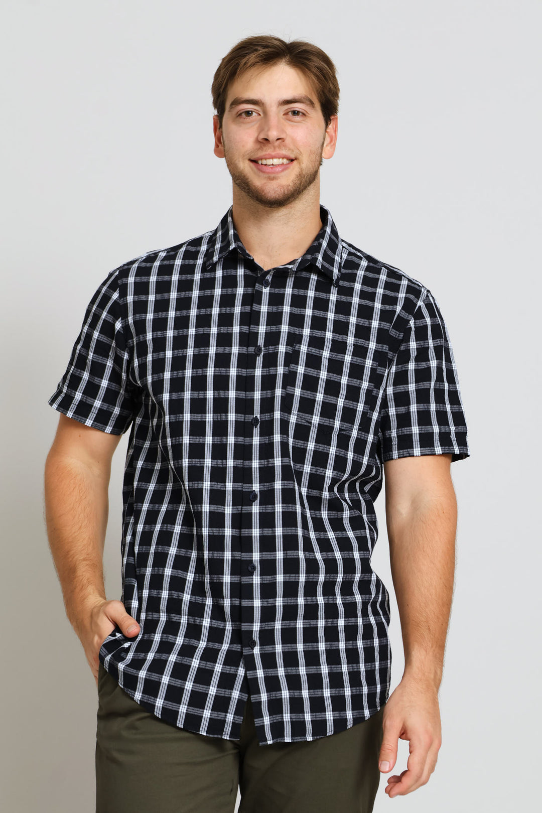 Structured Check Shirt - Navy/White