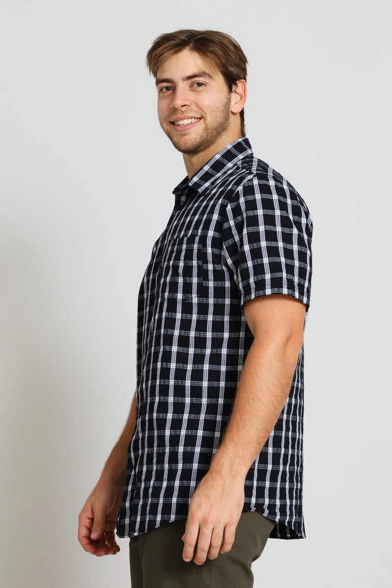 Structured Check Shirt - Navy/White