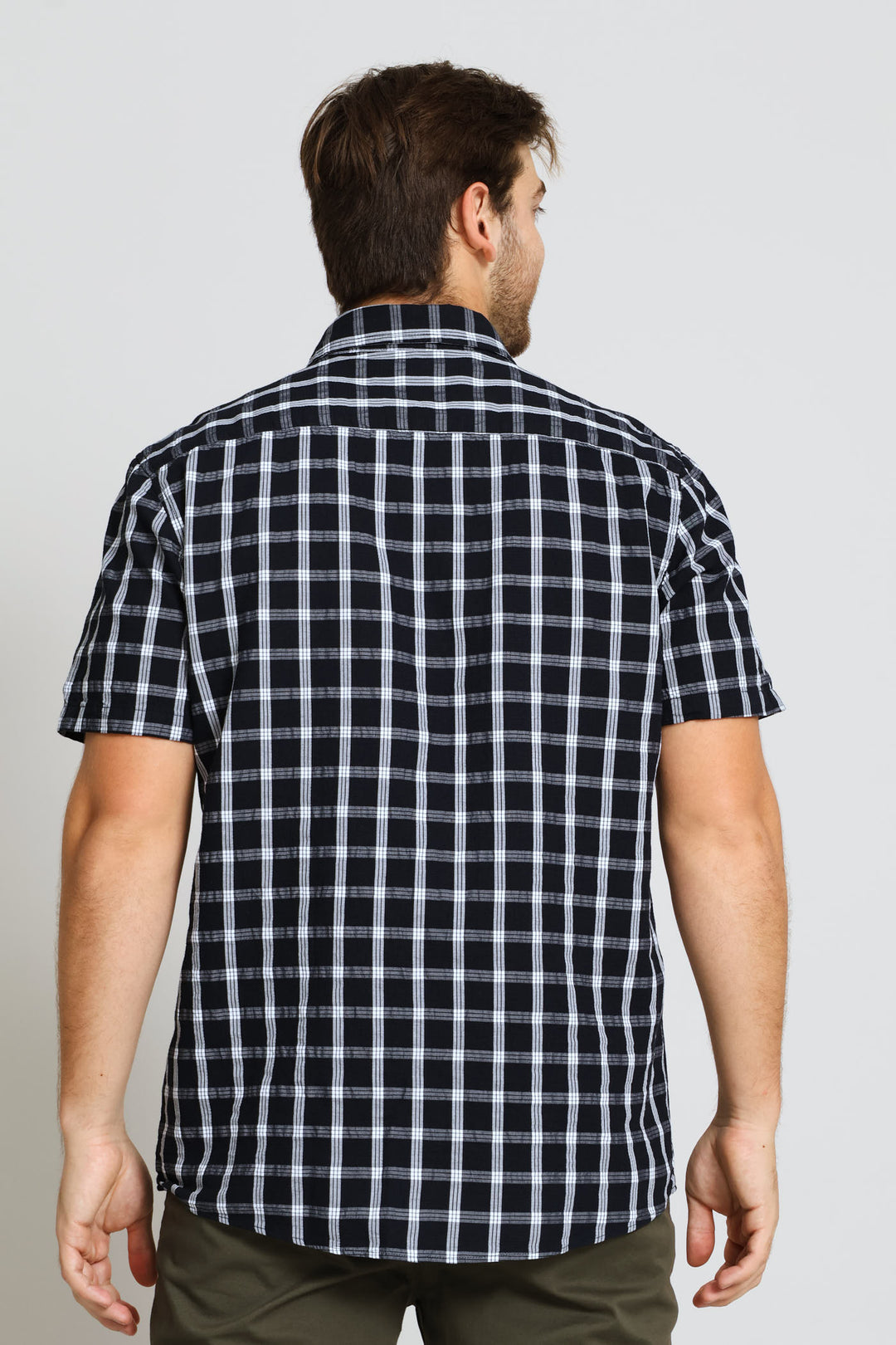 Structured Check Shirt - Navy/White