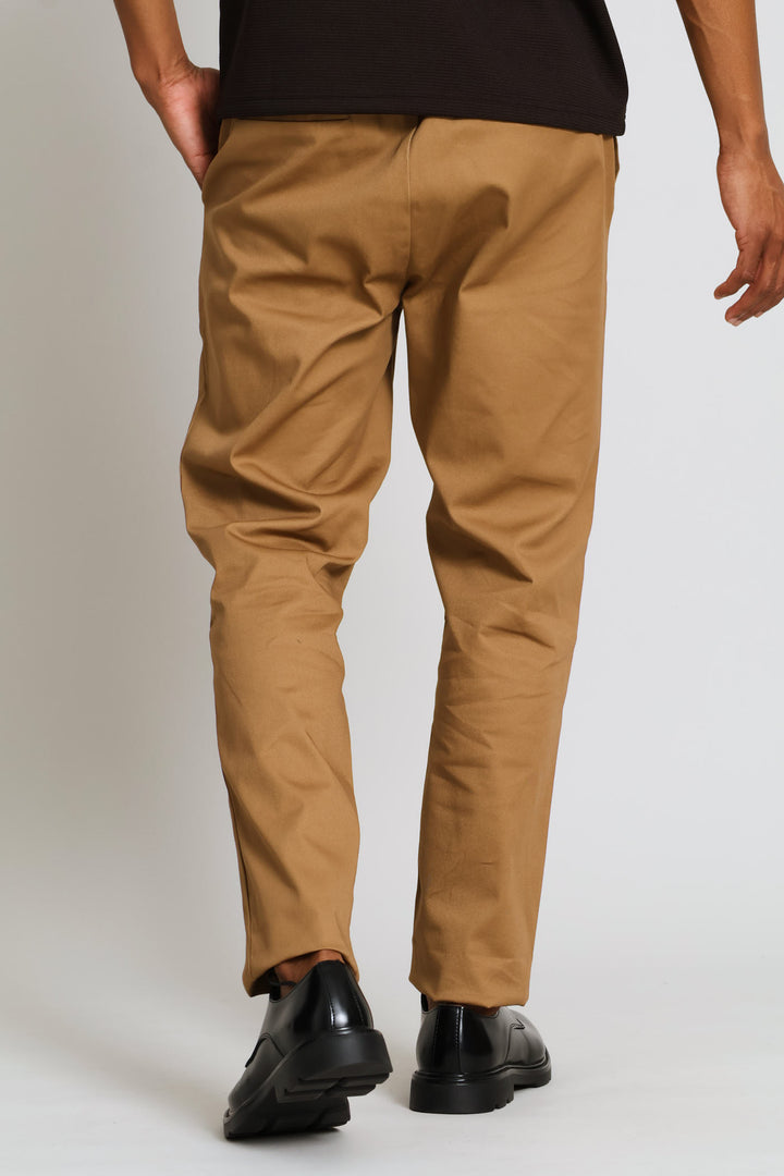 Half Elasticated Chino Trouser - Camel
